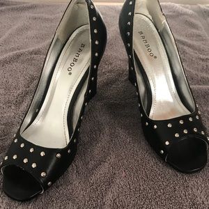Black wedge heels with silver studs